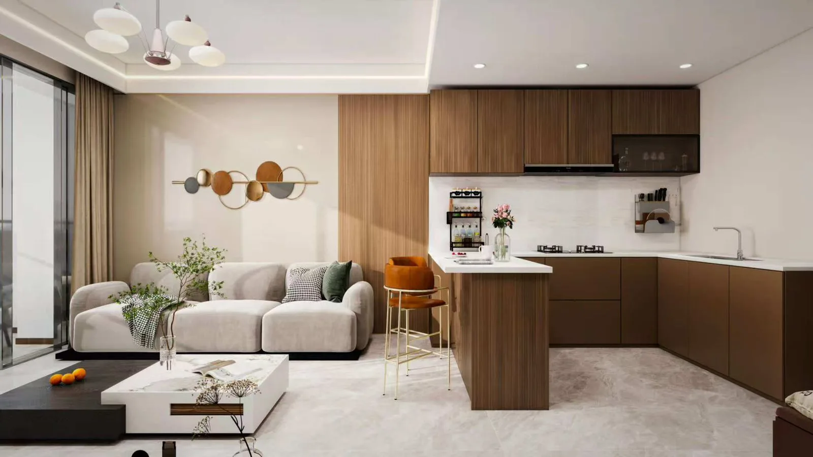 Kitchen and living area